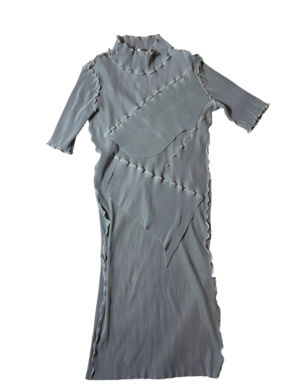 todo by kotohayokozawa Gray Pleated Asymmetrical Ruffle Dress Size 1